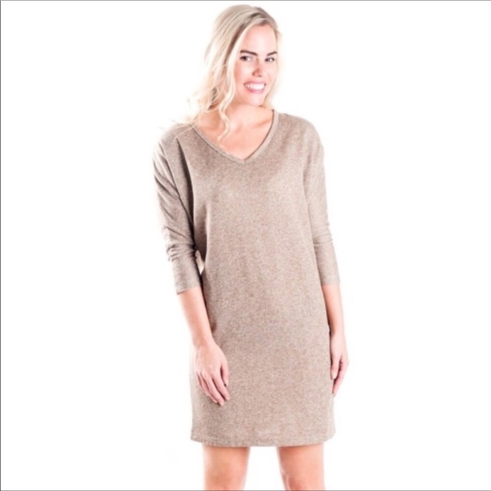 🌹French V Neck Fleece Slouch Dress.   B4 - Picture 4 of 8